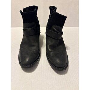Born Korita Western Book Women's Black Leather Suede Zip Sids Buckle Size 8